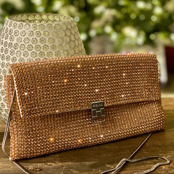 Handbags - NWT Reiss Sparkly Purse Evening Bag Shoulder Clutch Peach Pinkish Bling